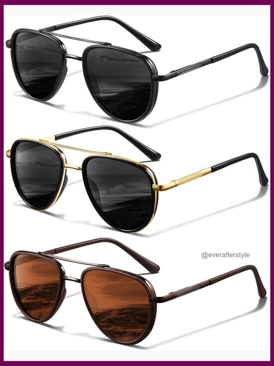 Metal Frame Polarized Aviator Sunglasses UV400 Protection Tangle-Free main image 5